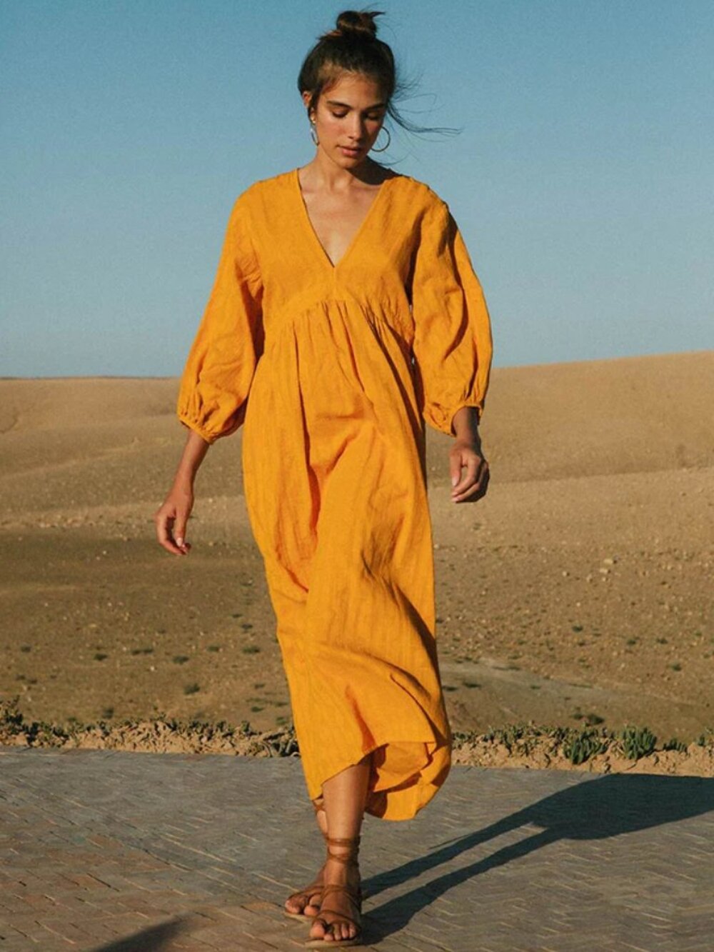 ROVE Alma Midi Dress Marigold Cotton - US 12 - Picture 2 of 8